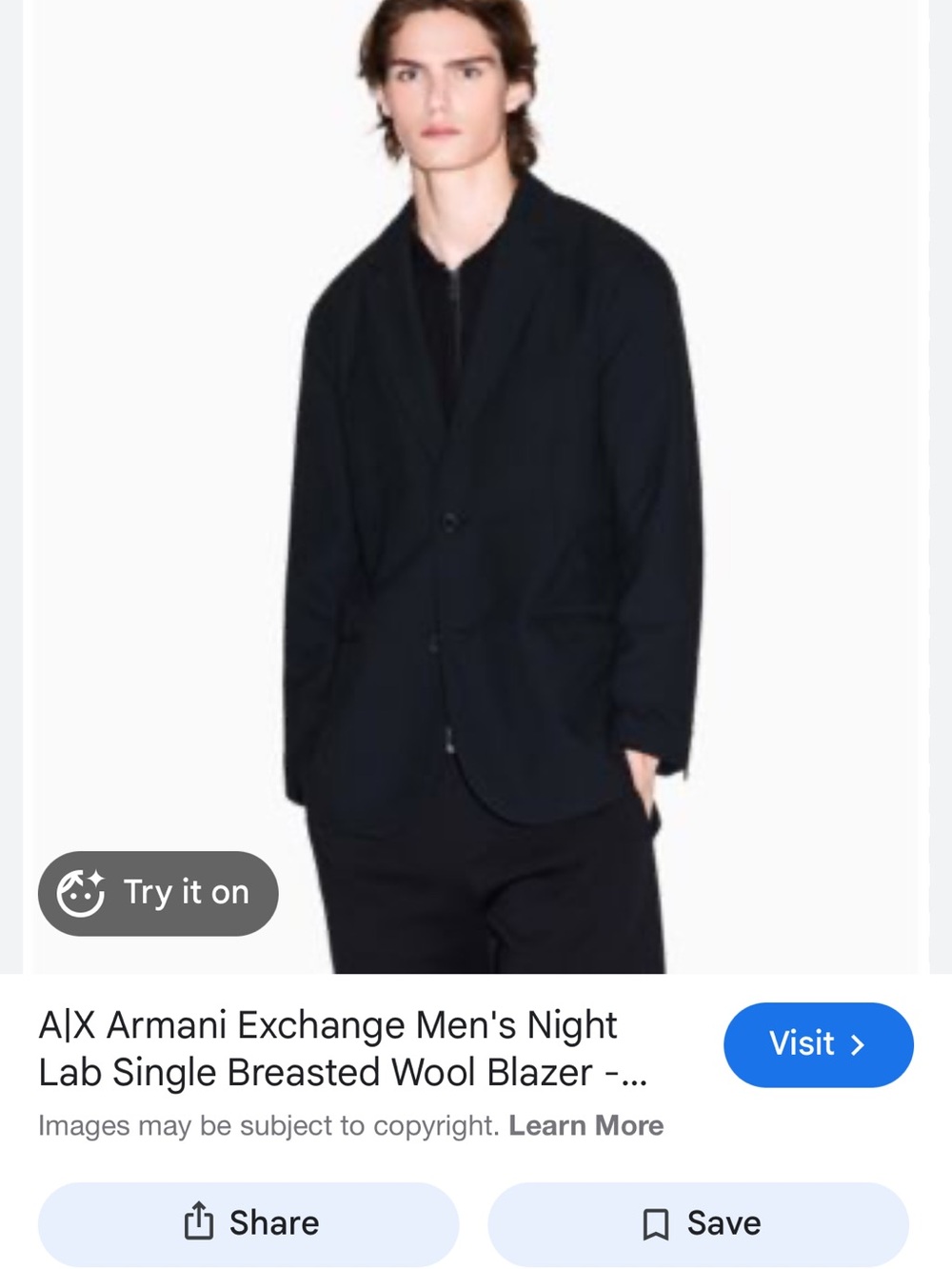 A|X Armani Exchange Men’s Black Single-Breasted Blazer